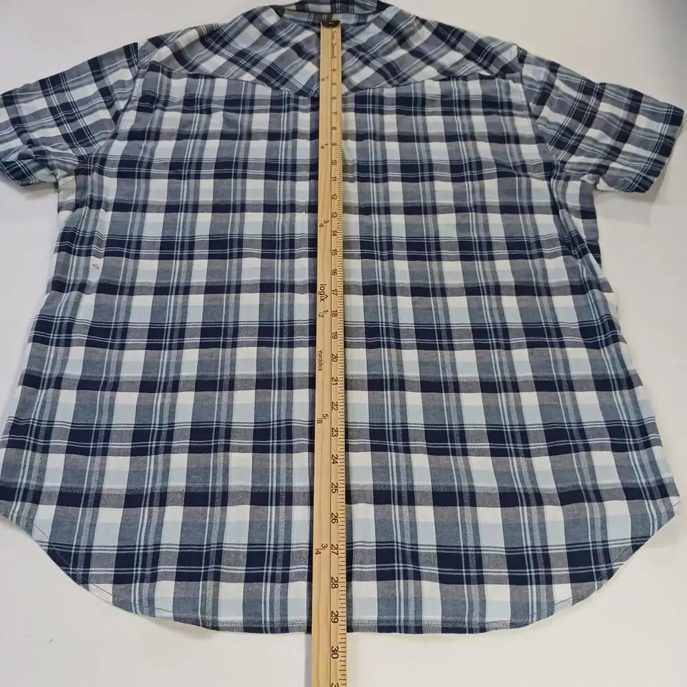Lucky Brand Sportswear Men's Western Pearl Snap Button Up Blue Plaid Shirt Sz L - Picture 7 of 16